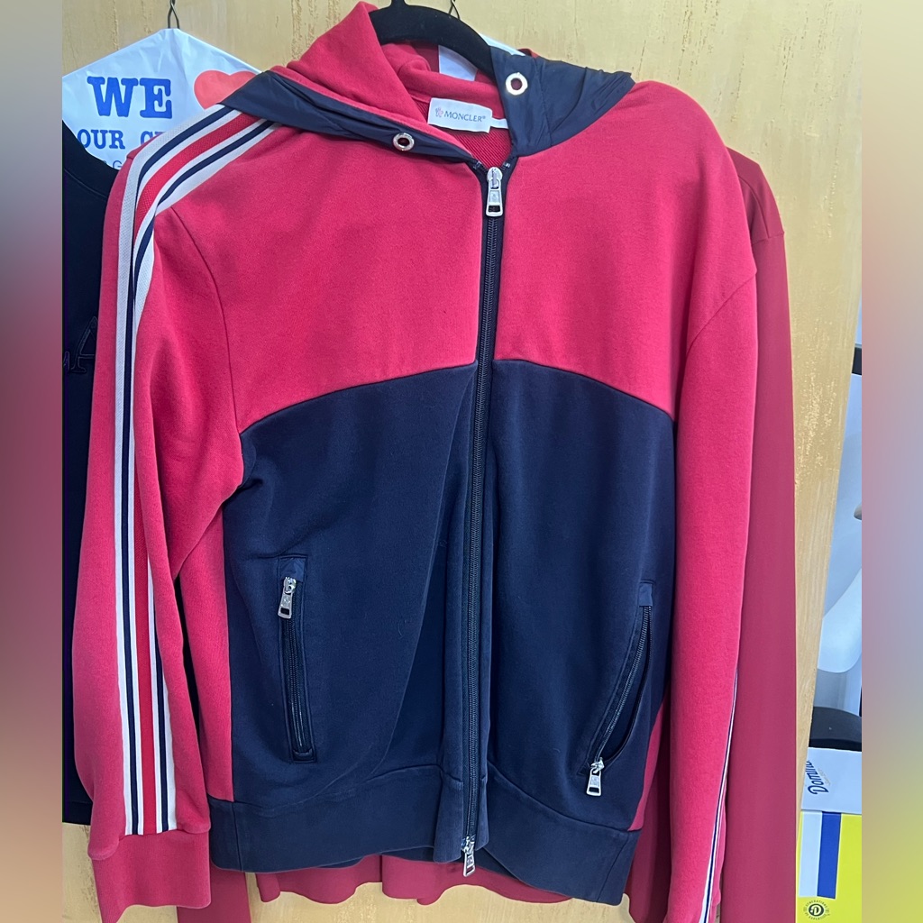 Moncler Red And Black Zip-Up Jacket